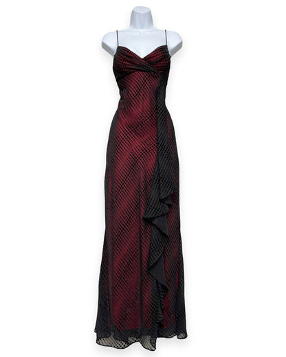 Delaru 90's Mesh Ruffle Gown | Size M