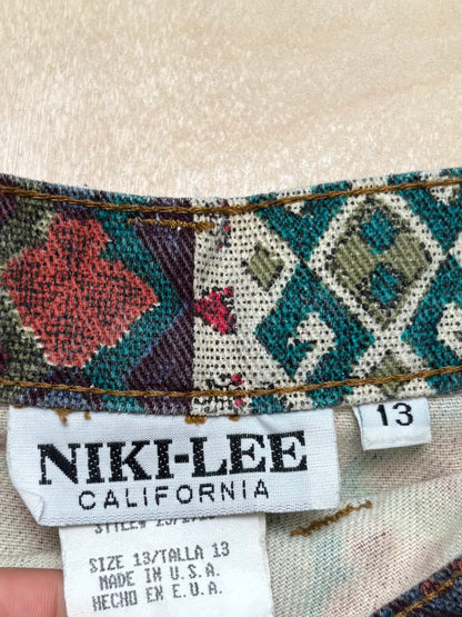 Vintage Printed Denim Skirt | 32” waist