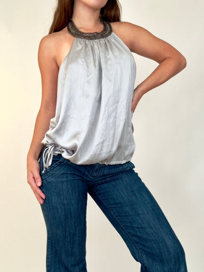 Silver Halter Blouse | Size L