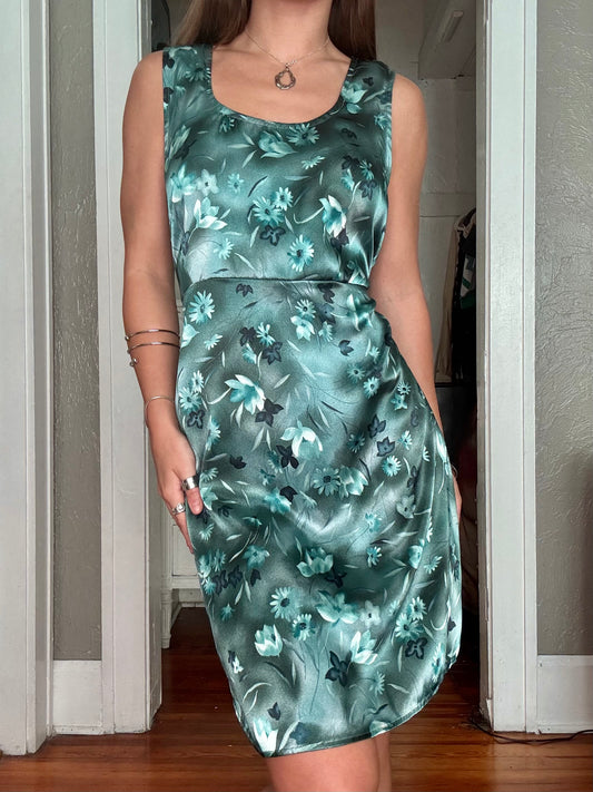 Floral 90's Tie Back Dress | Size L