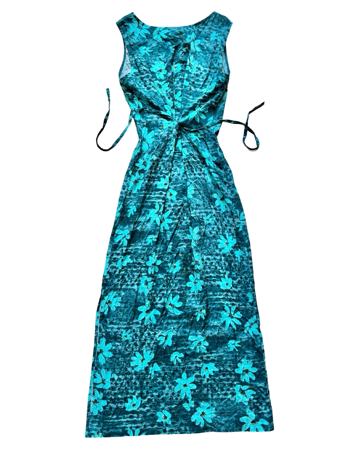 Blue Floral 90’s Maxi Dress | Size M