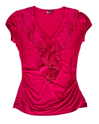 Y2K Red Ruffle Top | Size S