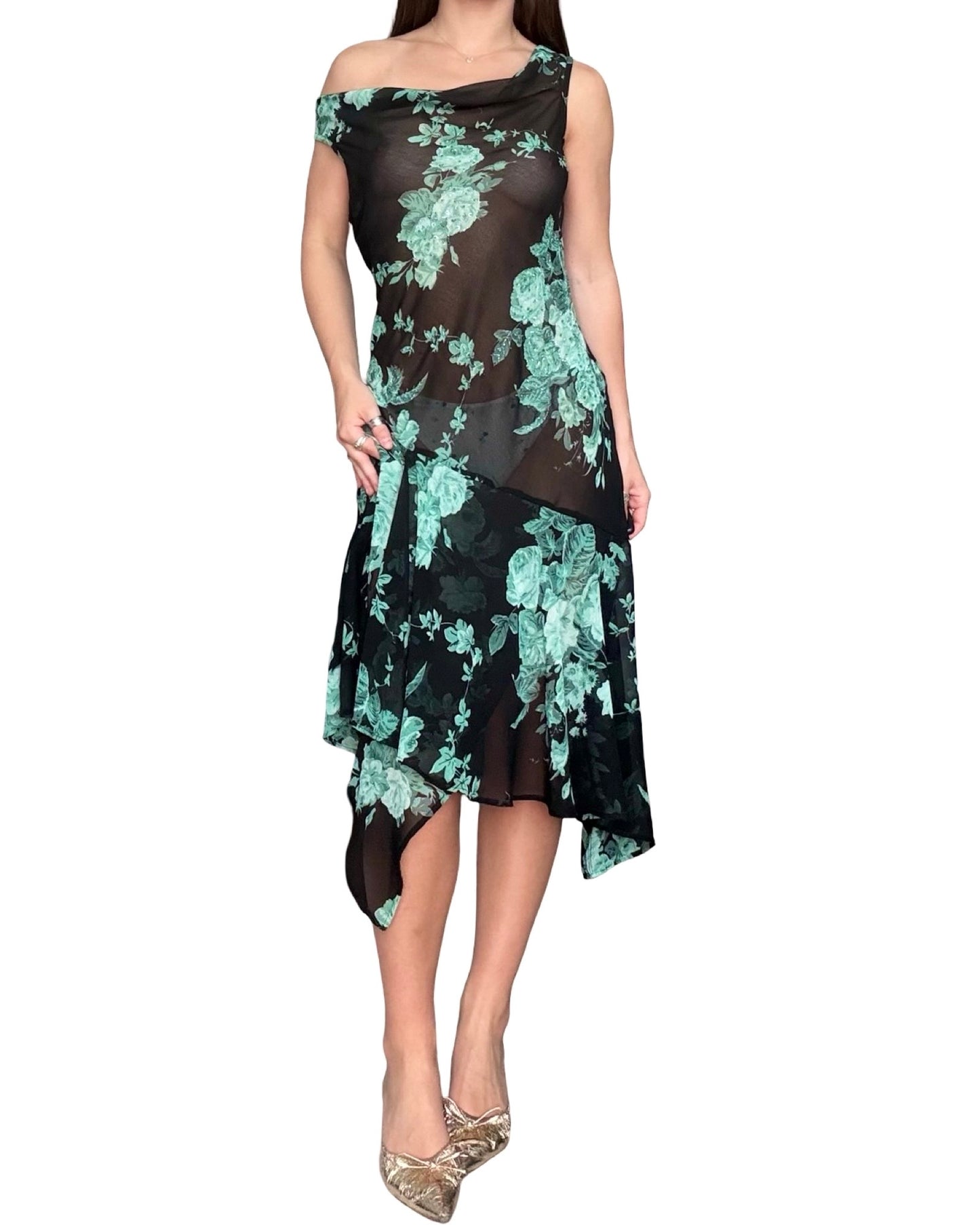 Connected 00's Beaded Mesh Dress | Size M