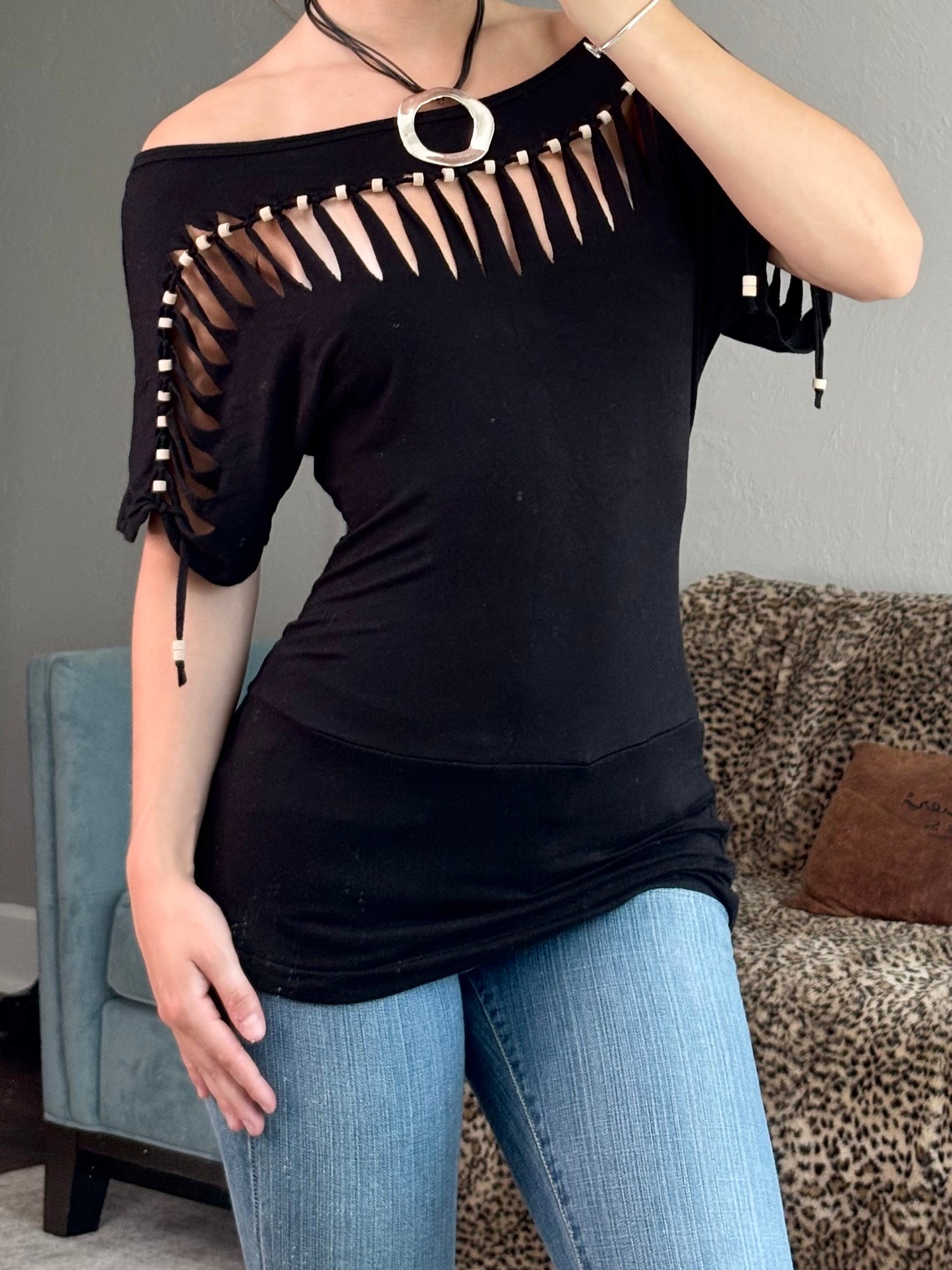 Boston Proper 00's Beaded Slouch Top | Size XS