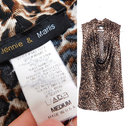 Y2K Leopard Plunge Blouse | Size M