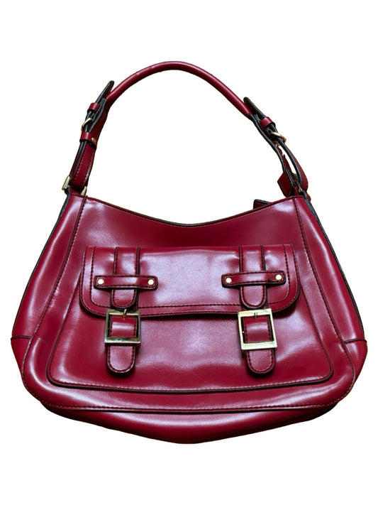 Red 90's Leather Buckle Purse