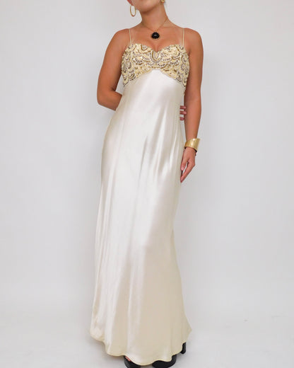 Cream Beaded Gown | Size 2