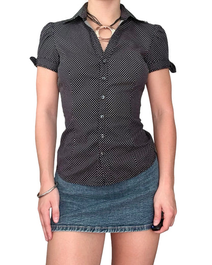 Express 00's Polka Dot Fitted Blouse | Size XS