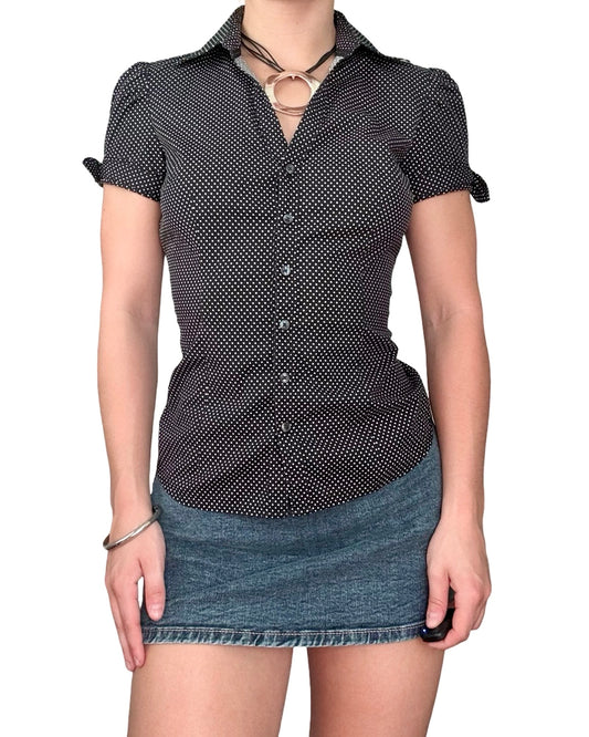 Express 00's Polka Dot Fitted Blouse | Size XS