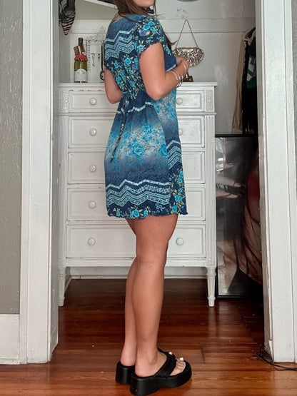 Printed 90's Tie Back Dress | Size S