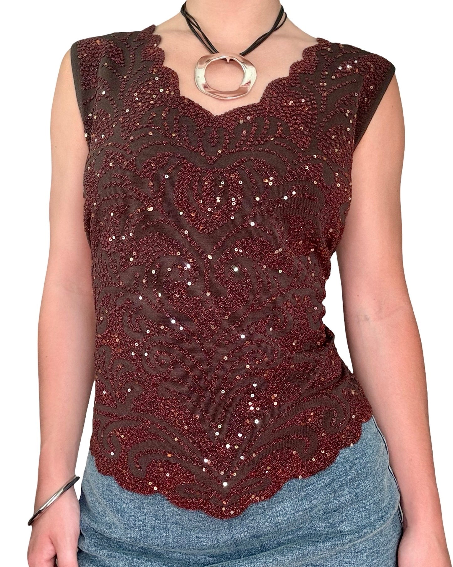 MSK 90's Beaded Top | Size XL