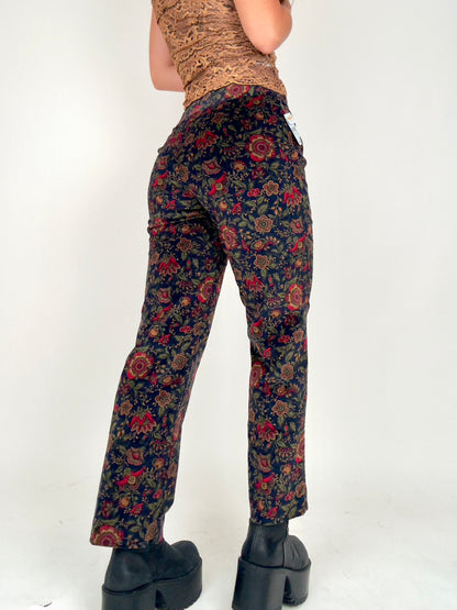 Floral Corduroy Trousers | Size US 4