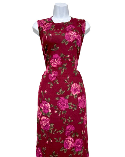 Red 90's Tie Back Midi Dress | Size M