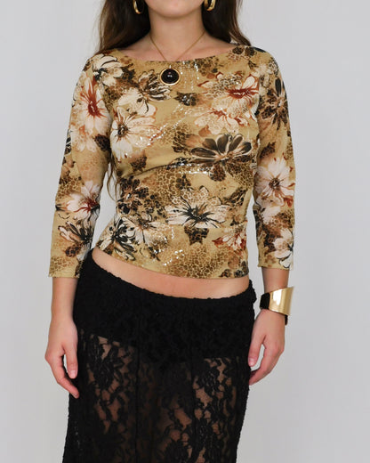 Mesh Floral Long Sleeve | Size M