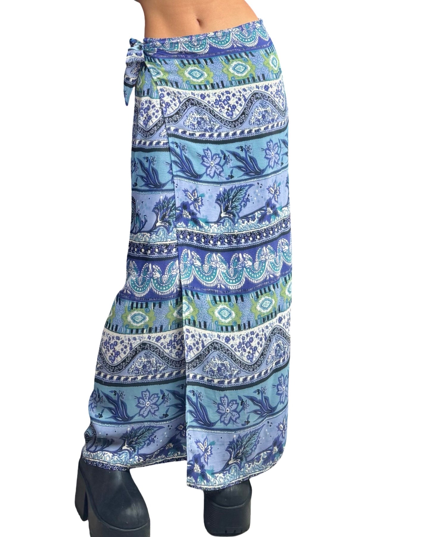 Blue 90’s Wrap Skirt | Size 28” waist