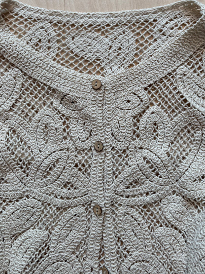 Cream Crochet Cardigan | Size M