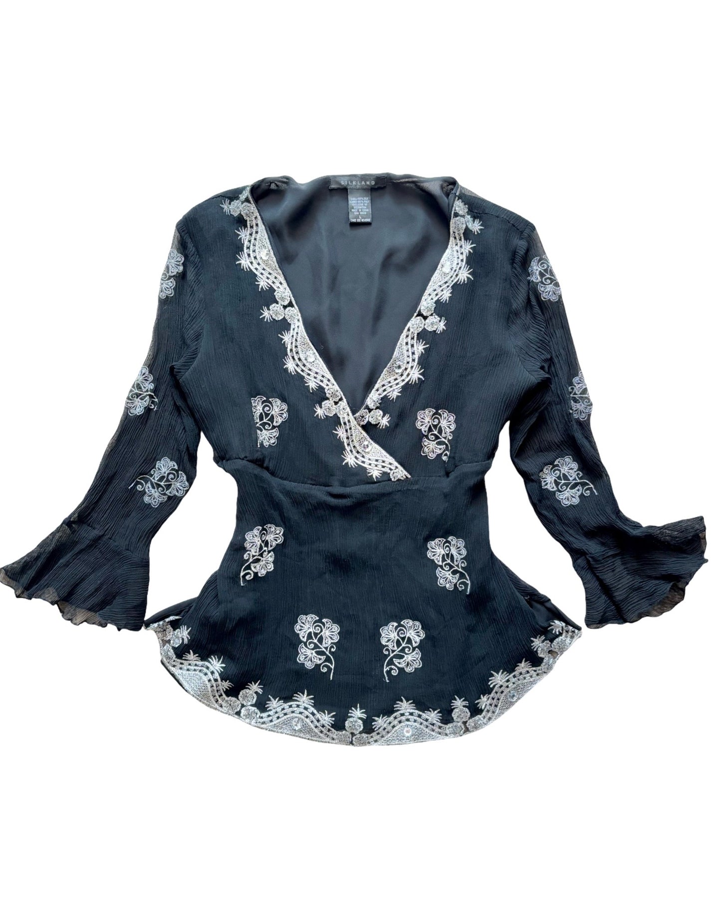 Silk Embroidered 00’s Top | Size M