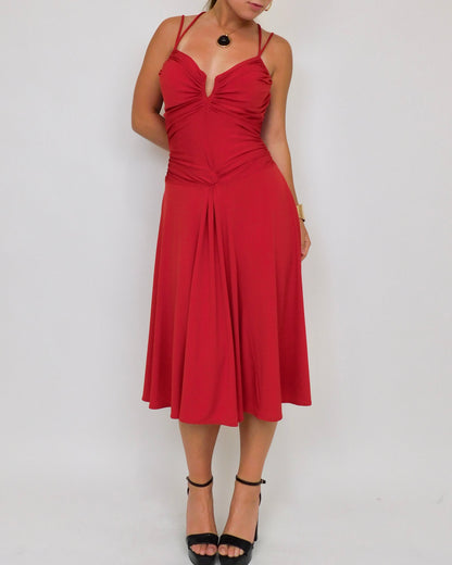 Y2K Red Midi Dress | Size 8