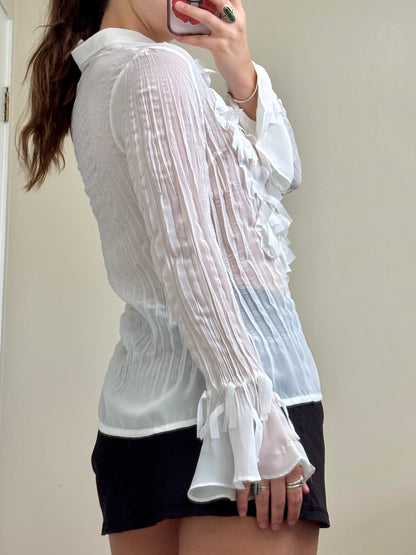 Notations 00's Mesh Ruffle Blouse | Size S