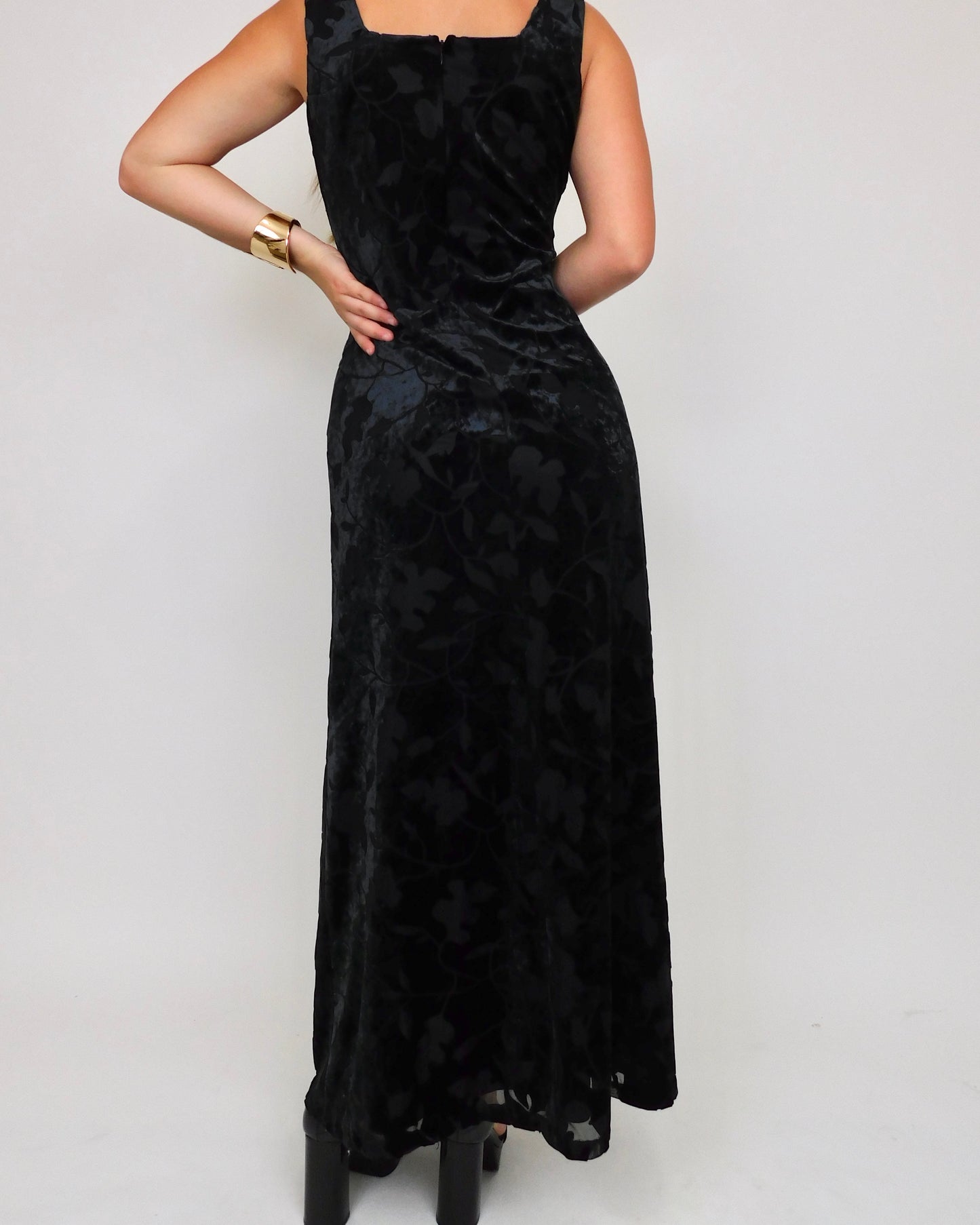 Floral Velvet Maxi Dress | Size 6