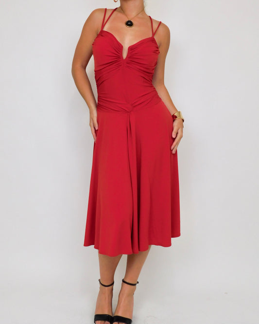 Y2K Red Midi Dress | Size 8