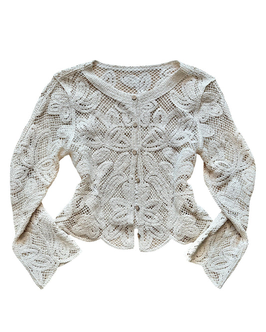 Cream Crochet Cardigan | Size M