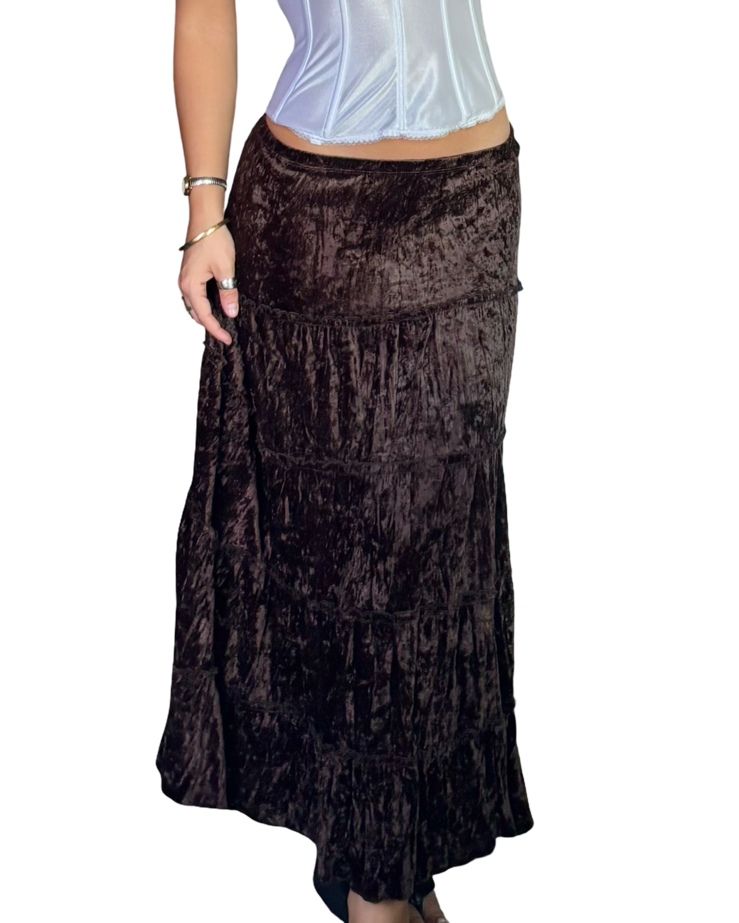 Mixit Y2K Brown Velvet Skirt | Size 32”-36” waist