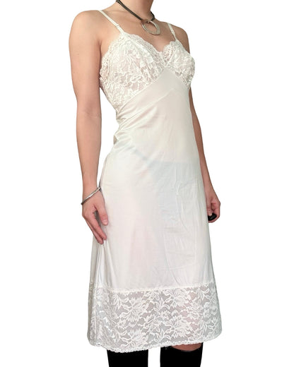 Ivory 90's Lace Hem Slip Dress | Size S