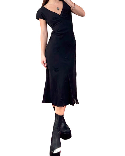Jones New York 90's Silk Beaded Dress | Size 8