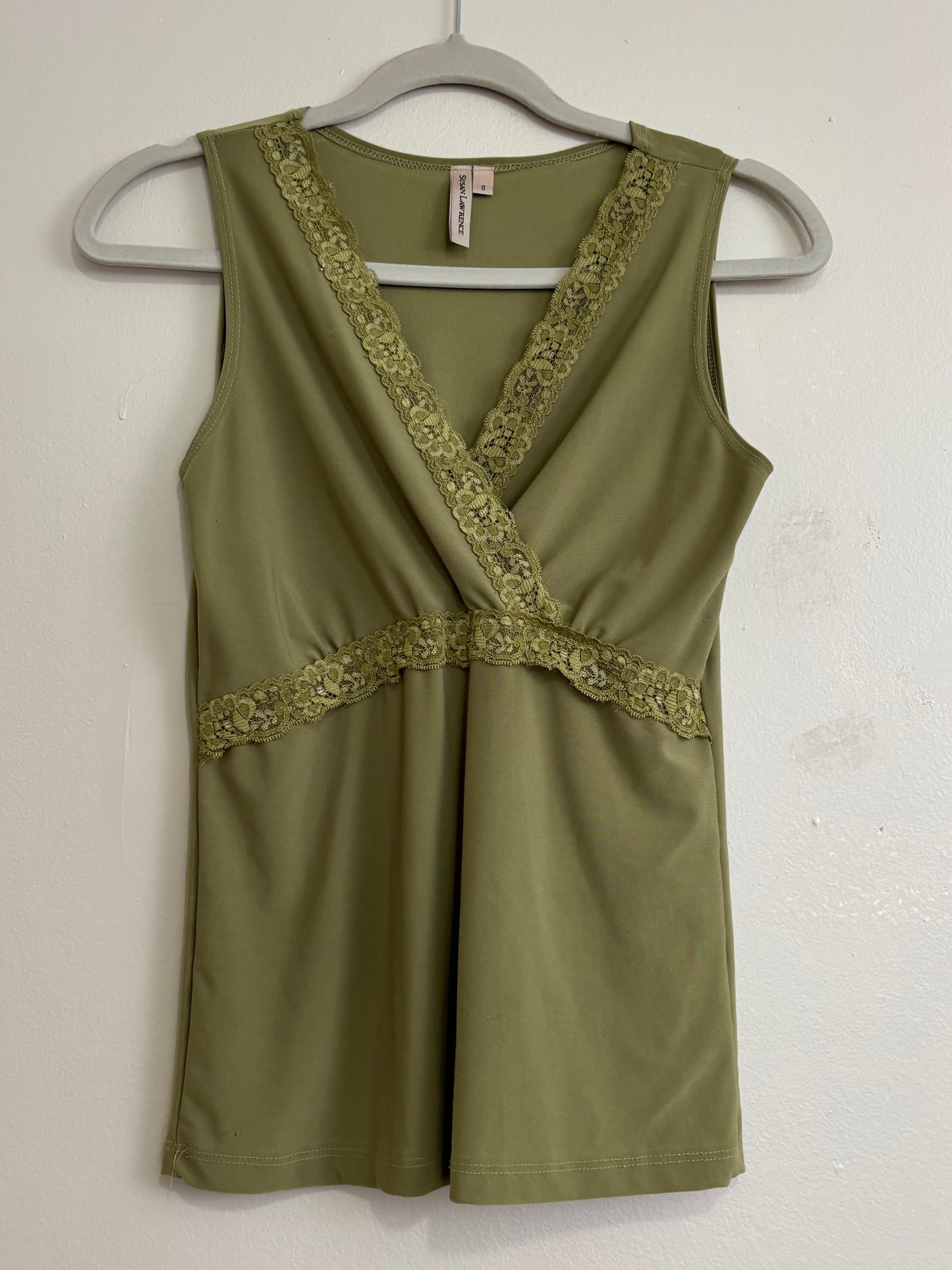 Green Lace Trim 00's Top | Size S