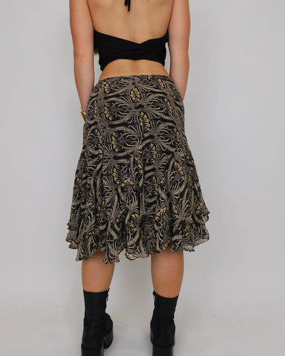 Ruffled Silk Midi Skirt | Size 4