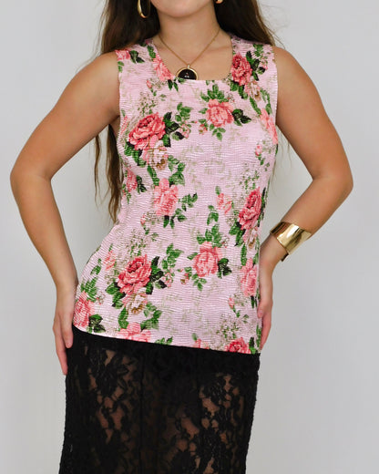 Pink Floral Tank | Size L