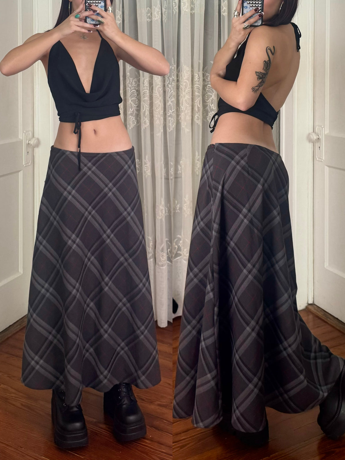 Y2K Plaid Maxi Skirt | Size 32" Waist