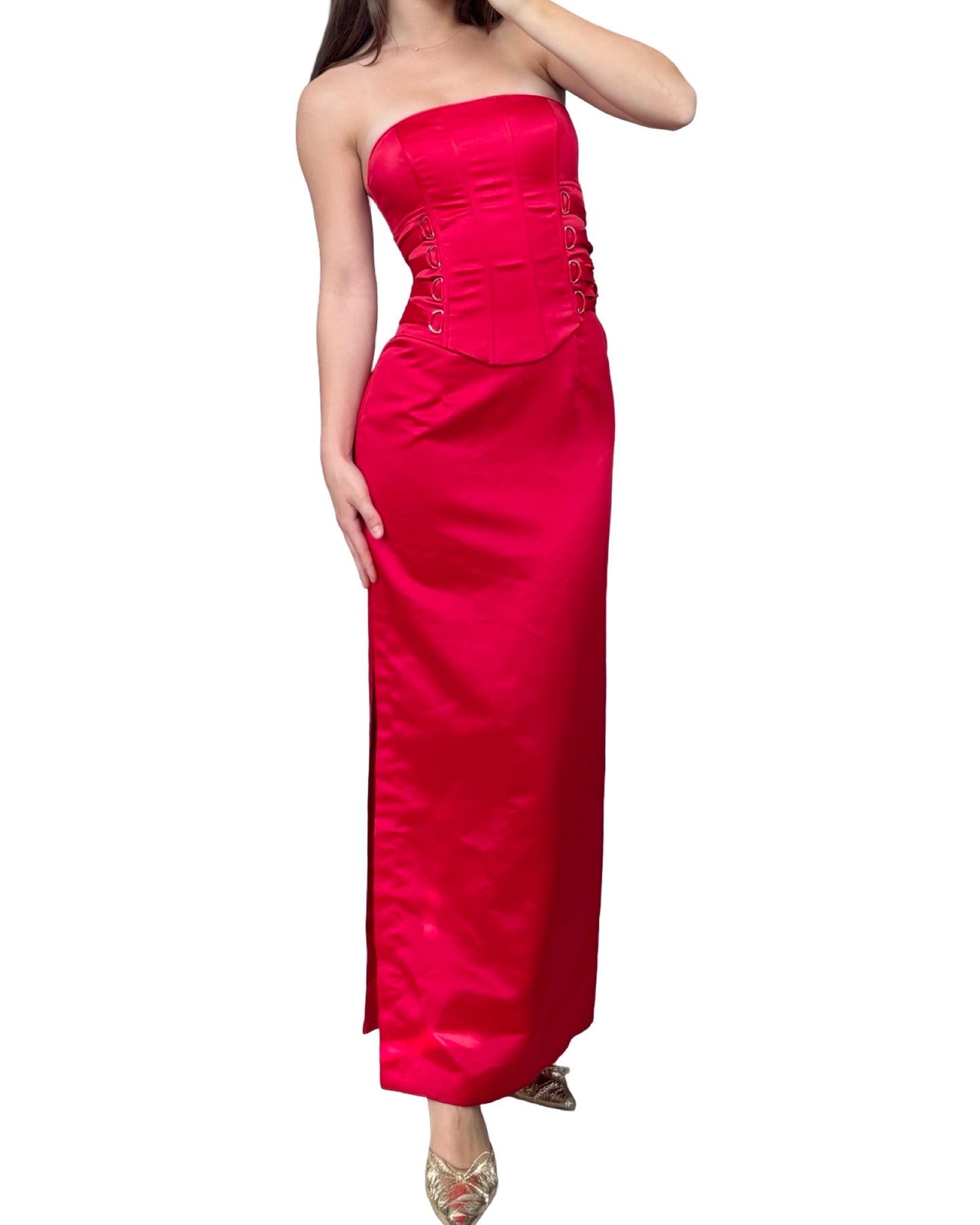 Jessica McClintock Corset Maxi Dress | Size 3/4