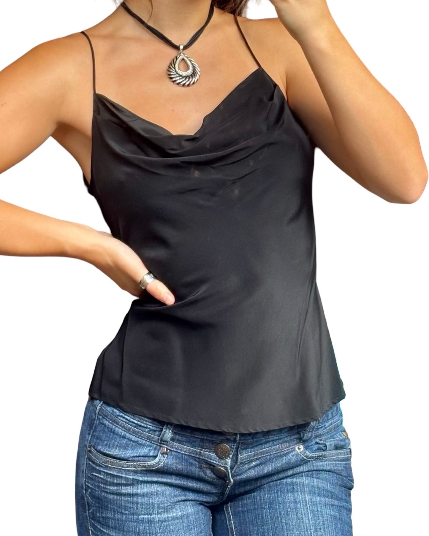 Royal Silk 90’s Cowl Top | Size S