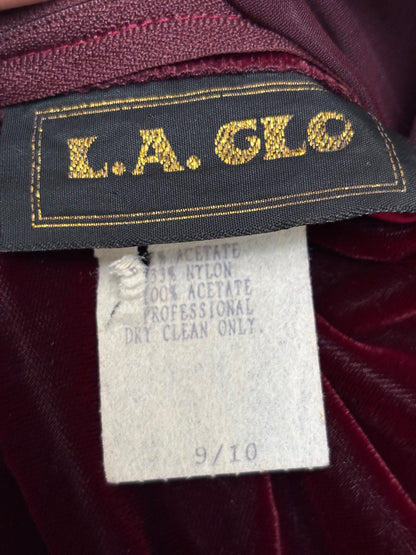 LA Burgundy 90's Velvet Maxi Dress | Size M