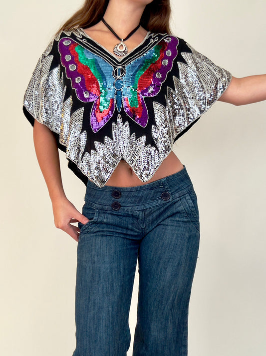 Sequin butterfly blouse | Size S