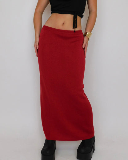 90’s Red Knit Maxi Skirt | Size S
