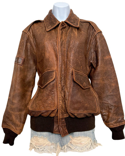 Branded 90's Leather Racing Jacket | Size S