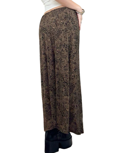 Printed 90's Slinky Maxi Skirt | Size 30" Waist