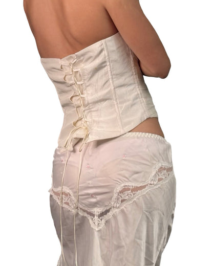 Draped 90's Ivory Corset | Size S