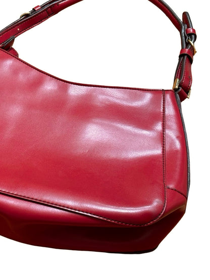 Red 90's Leather Buckle Purse