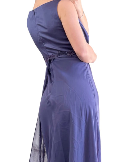 Purple 90's Embellished Mesh Gown | Size 9/10