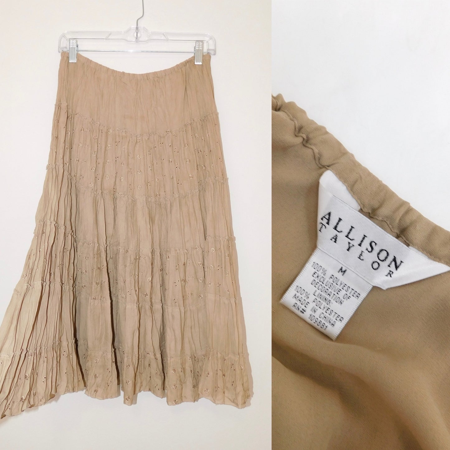 Y2K Tan Tiered Maxi Skirt | Size M
