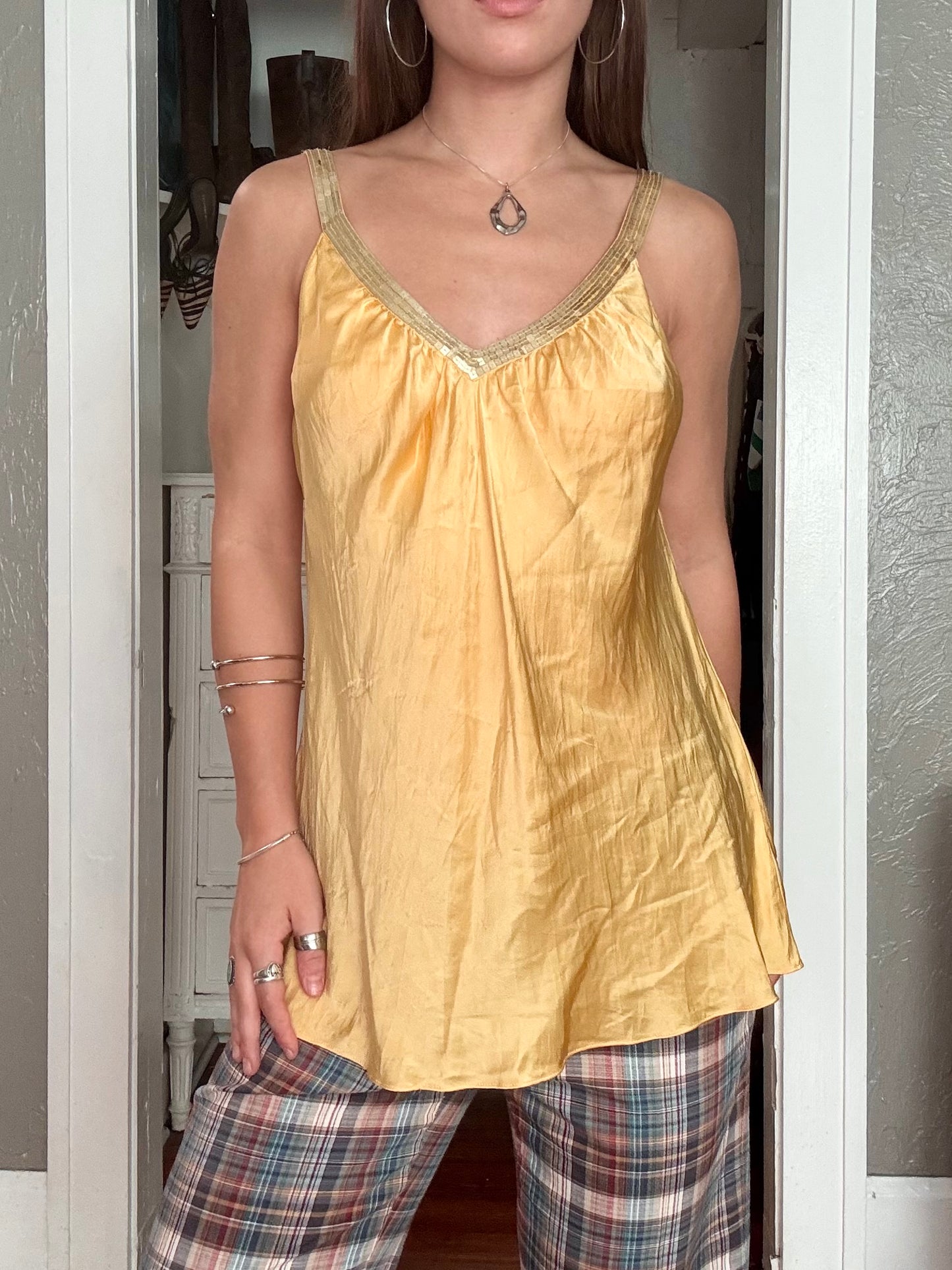 Sequin 00's Silk Top | Size M