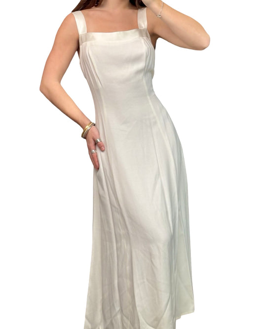 Ivory 90's Lace Back Maxi Dress | Size 7