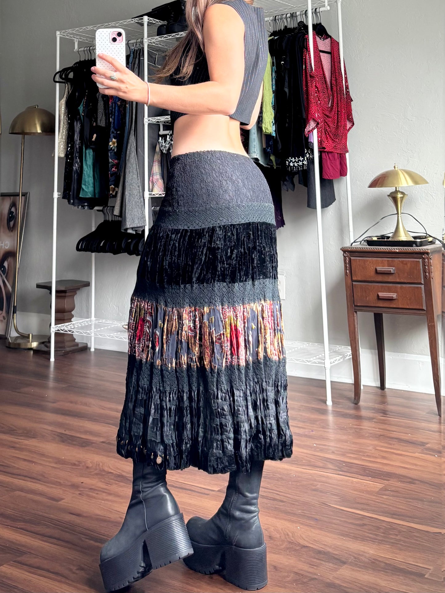 Floral 90's Tiered Skirt | Size 26" Waist