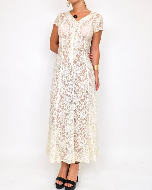 Vintage Lace Maxi Dress | Size S