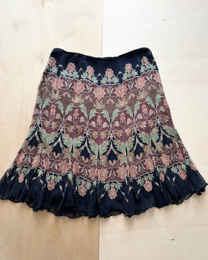 Y2K Silk Printed Skirt | Size 32” waist