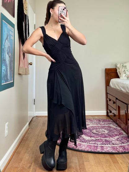 Sangria 00's Mesh Asymmetric Dress | Size M